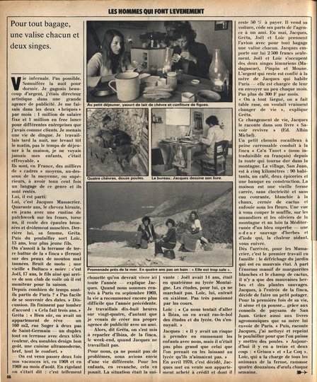 Paris-Match 19 mai 1973, Jacques Massacrier part avec sa famille pour changer de vie