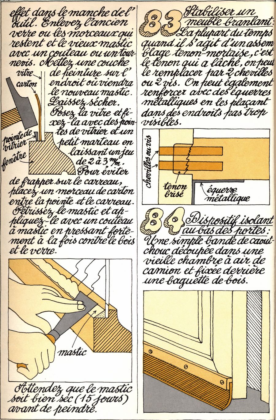 83 - stabiliser un meuble branlant - 84 - dispositif isolant au bas des portes