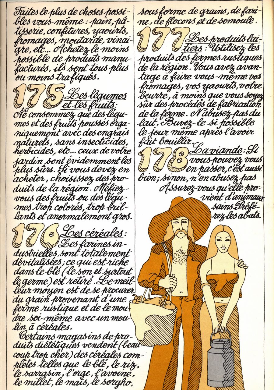 175 - les légumes et les fruits - 176 - les céréales - 177 - les produits laitiers - 178 - la viande